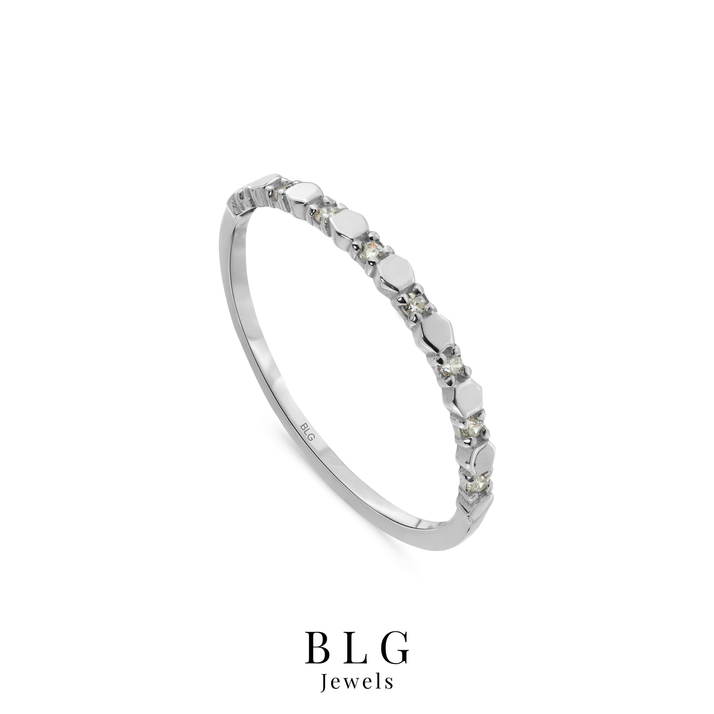14K Solid Gold Zircon Minimalist Ring