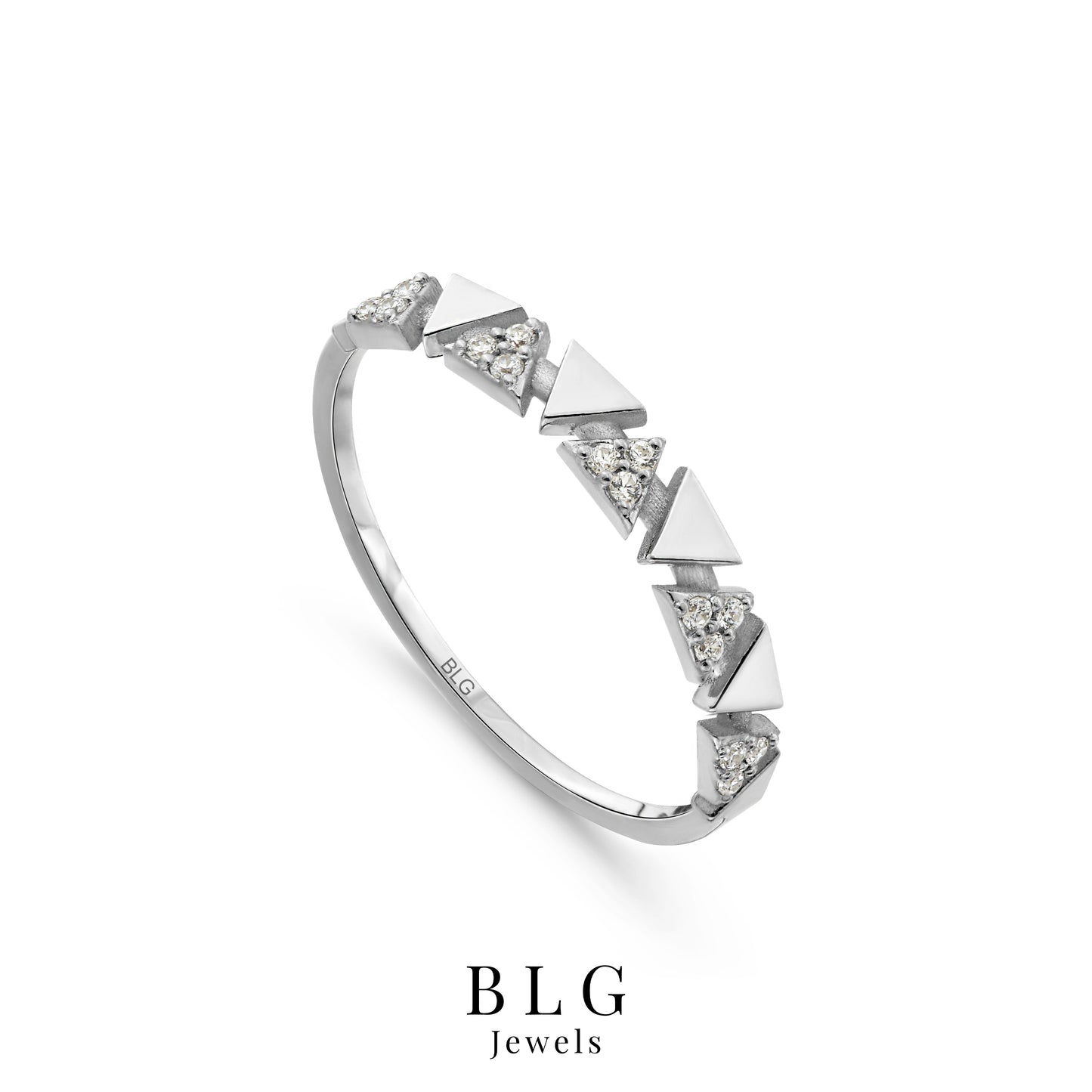 14K Gold Triangle Ring with Zircon