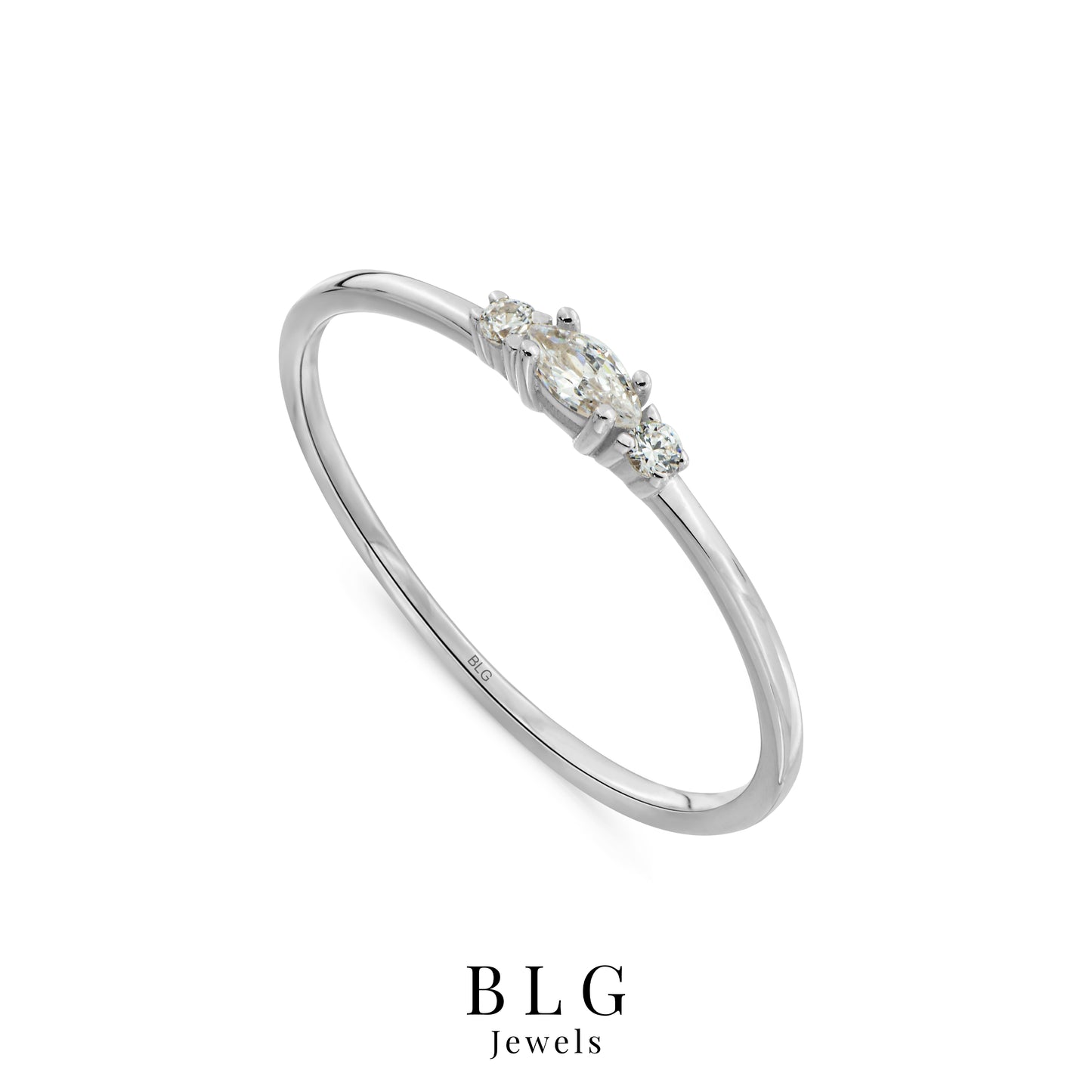 14K Marquise Cut Zircon Solid Gold Ring