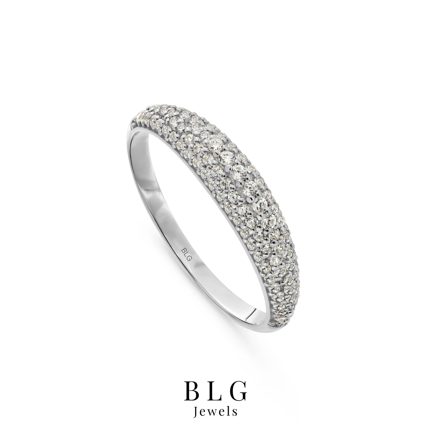 14K Solid Gold Multi Row Zircon Band