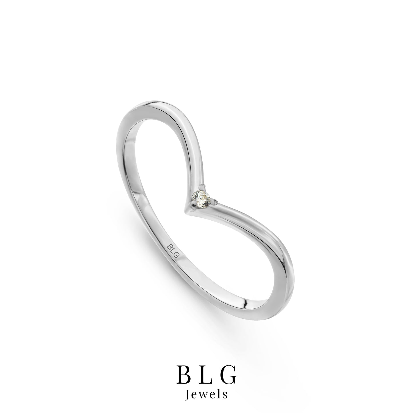 14K Gold V Ring with Zircon