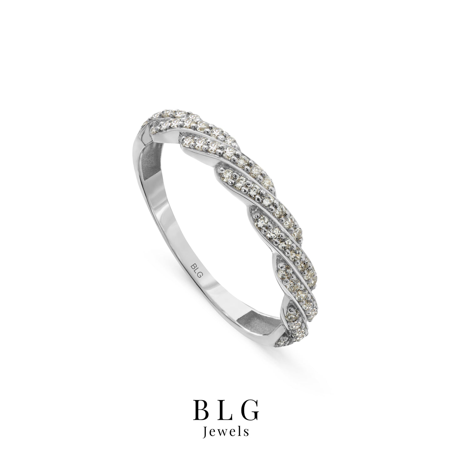 14K Gold Twisted Zircon Ring