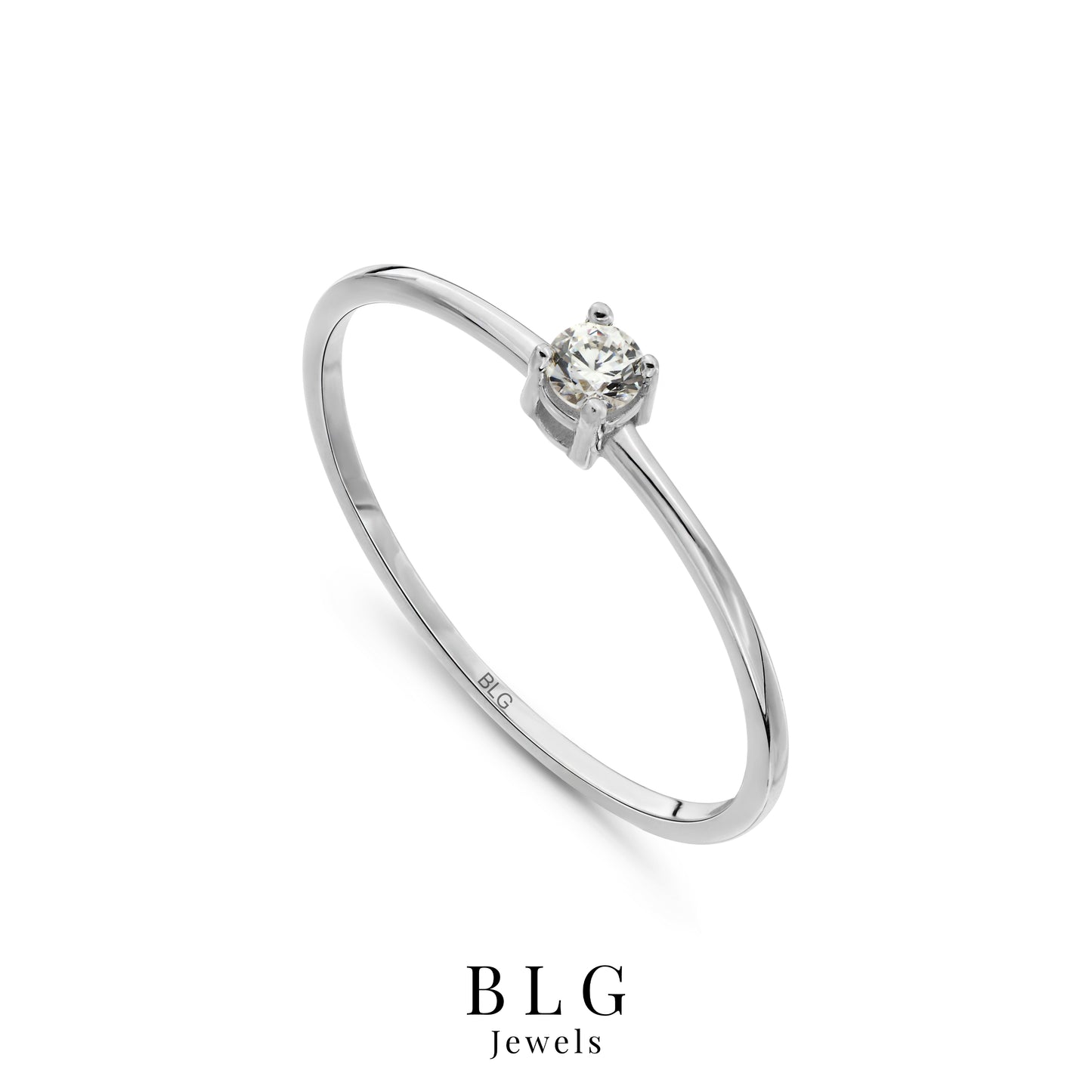 14K Gold Solitaire Zircon Ring