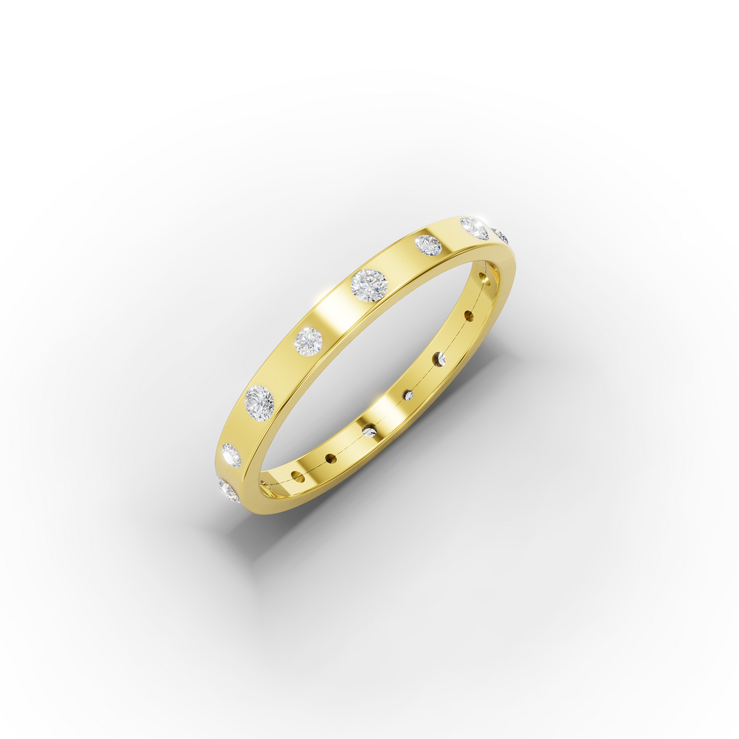 Zircon 14K Solid Gold Band Ring