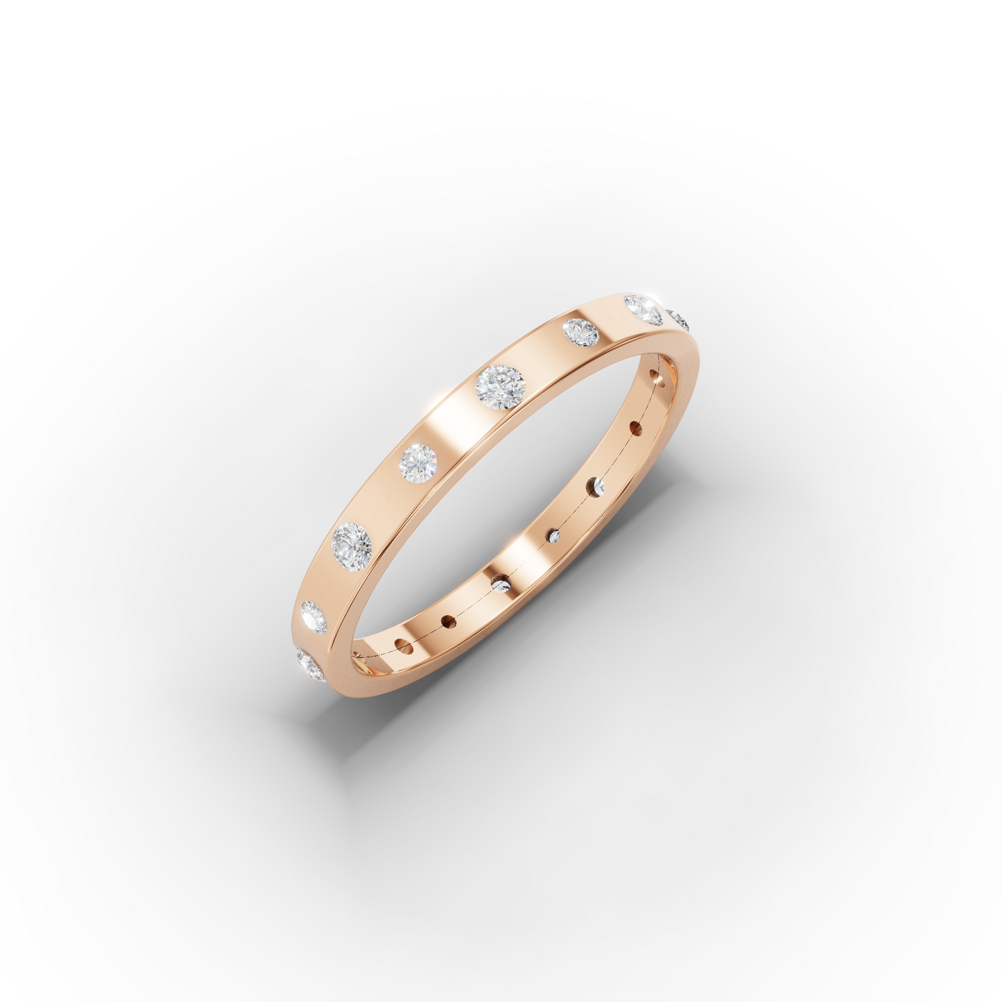 Zircon 14K Solid Gold Band Ring