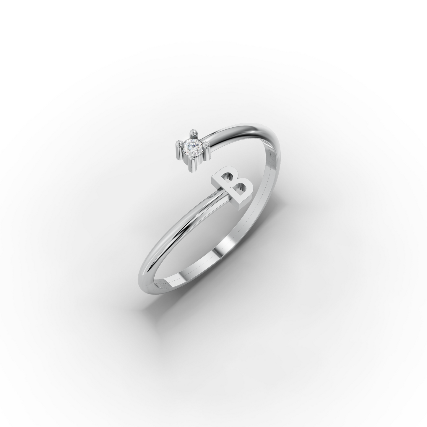 14K Personalized Open Initial Ring Solid Gold