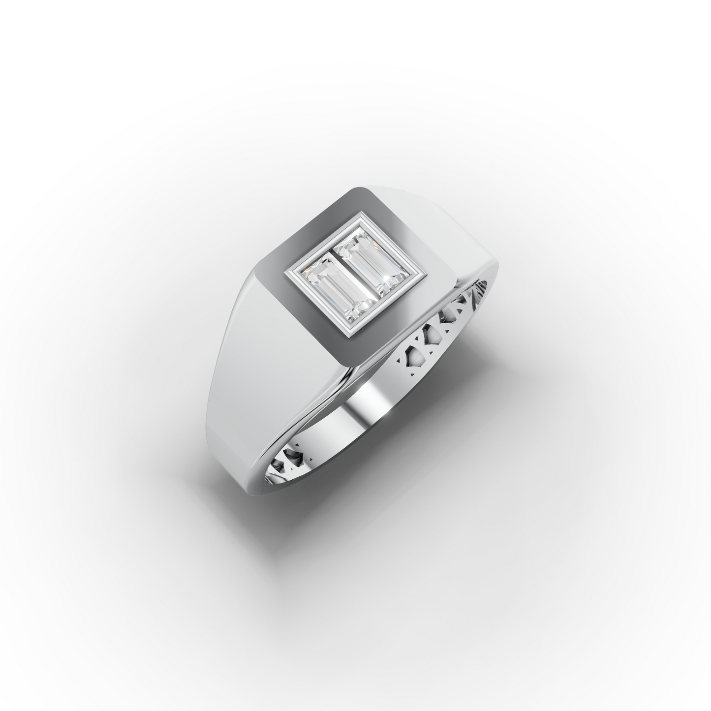 14K Signet Ring with Baguette Zircon