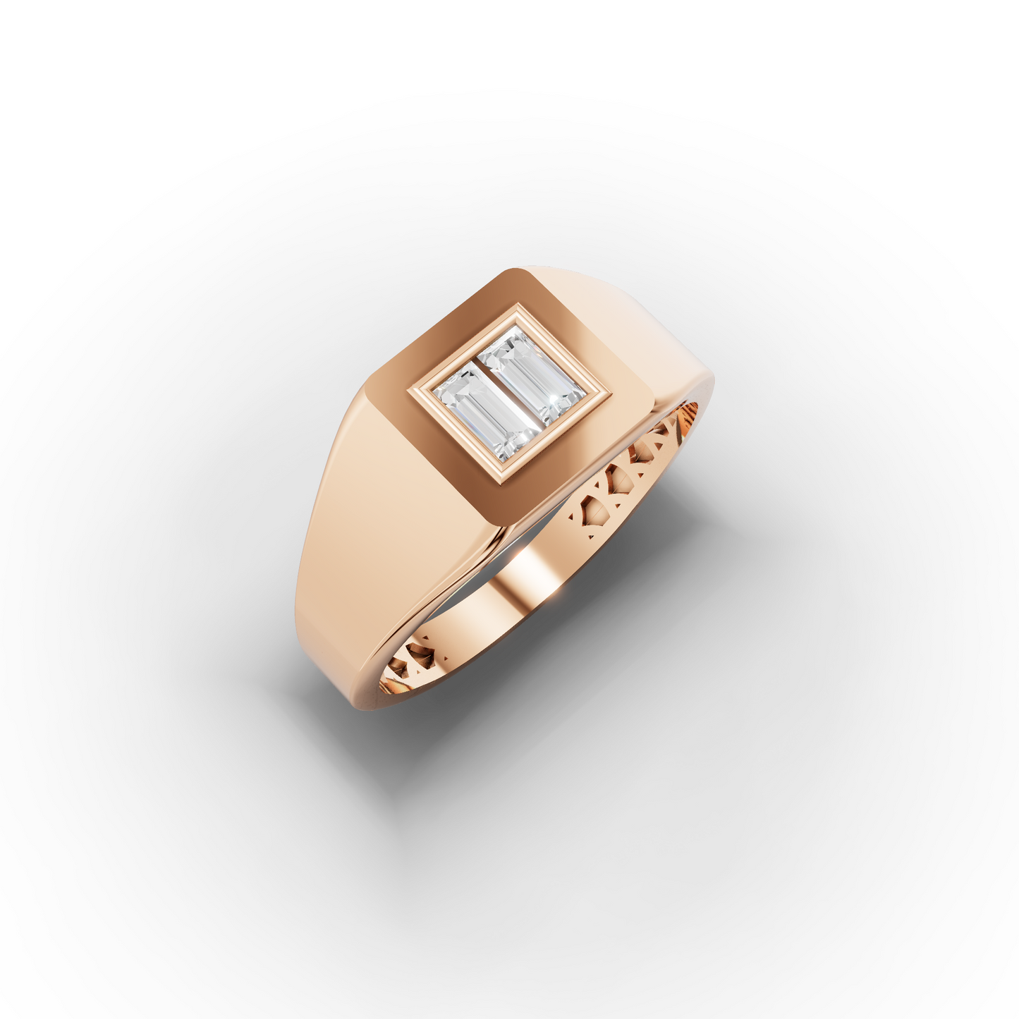 14K Signet Ring with Baguette Zircon