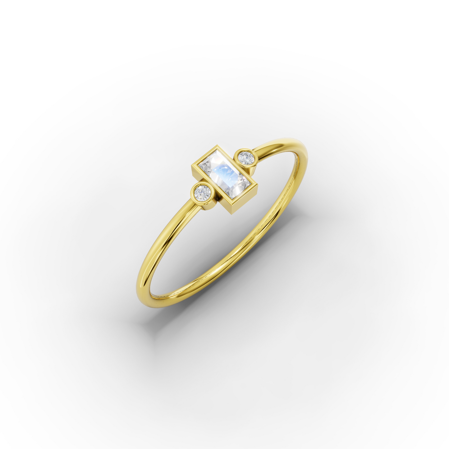 14K Minimalist Baguette Zircon Solid Gold Ring