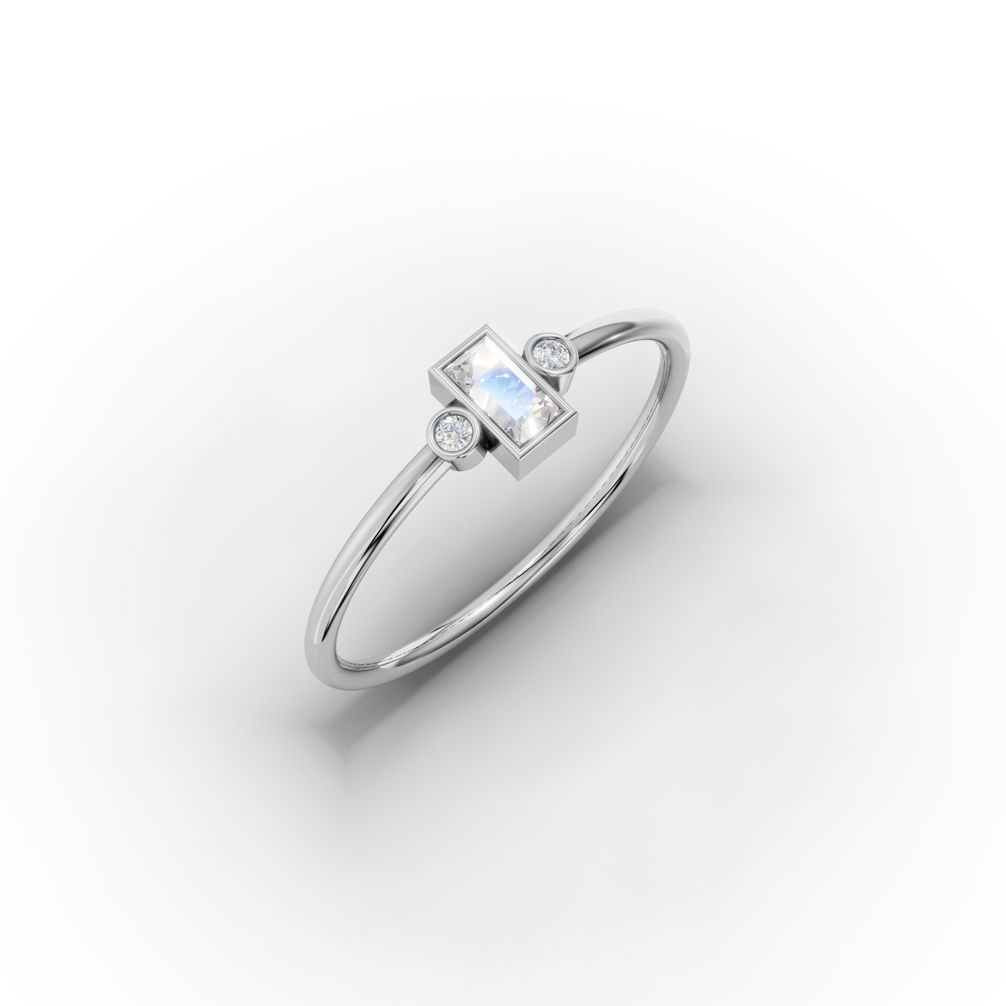 14K Minimalist Baguette Zircon Solid Gold Ring