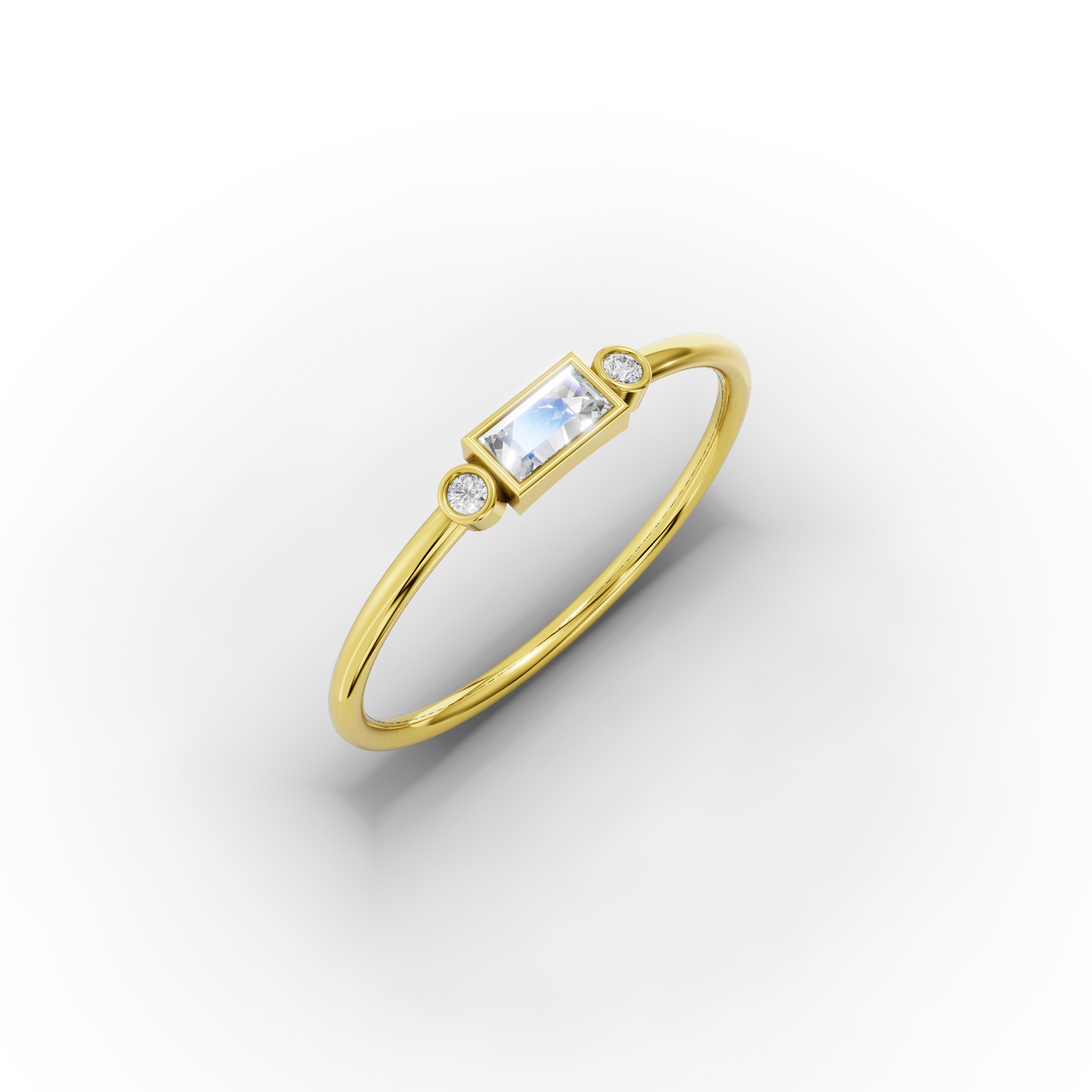 Baguette Zircon Ring in Solid Gold 14K