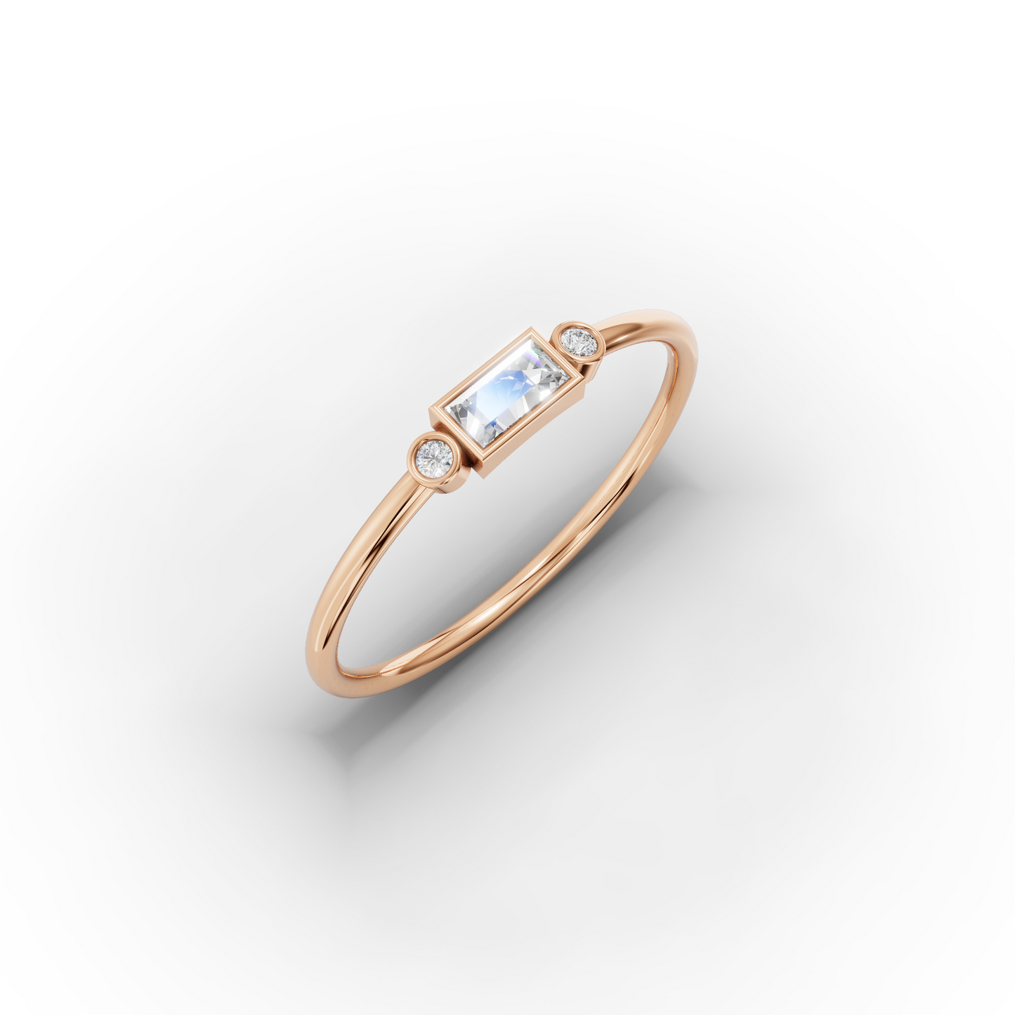 Baguette Zircon Ring in Solid Gold 14K