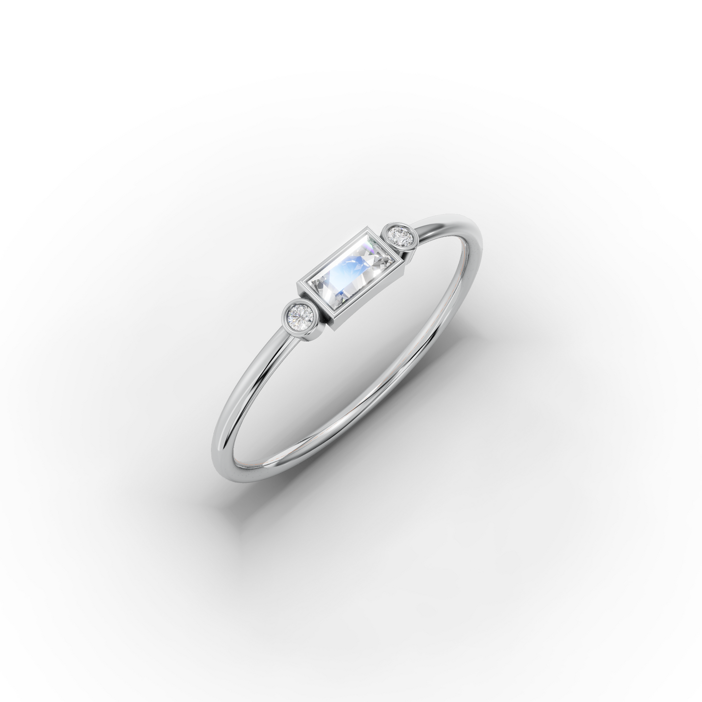 Baguette Zircon Ring in Solid Gold 14K