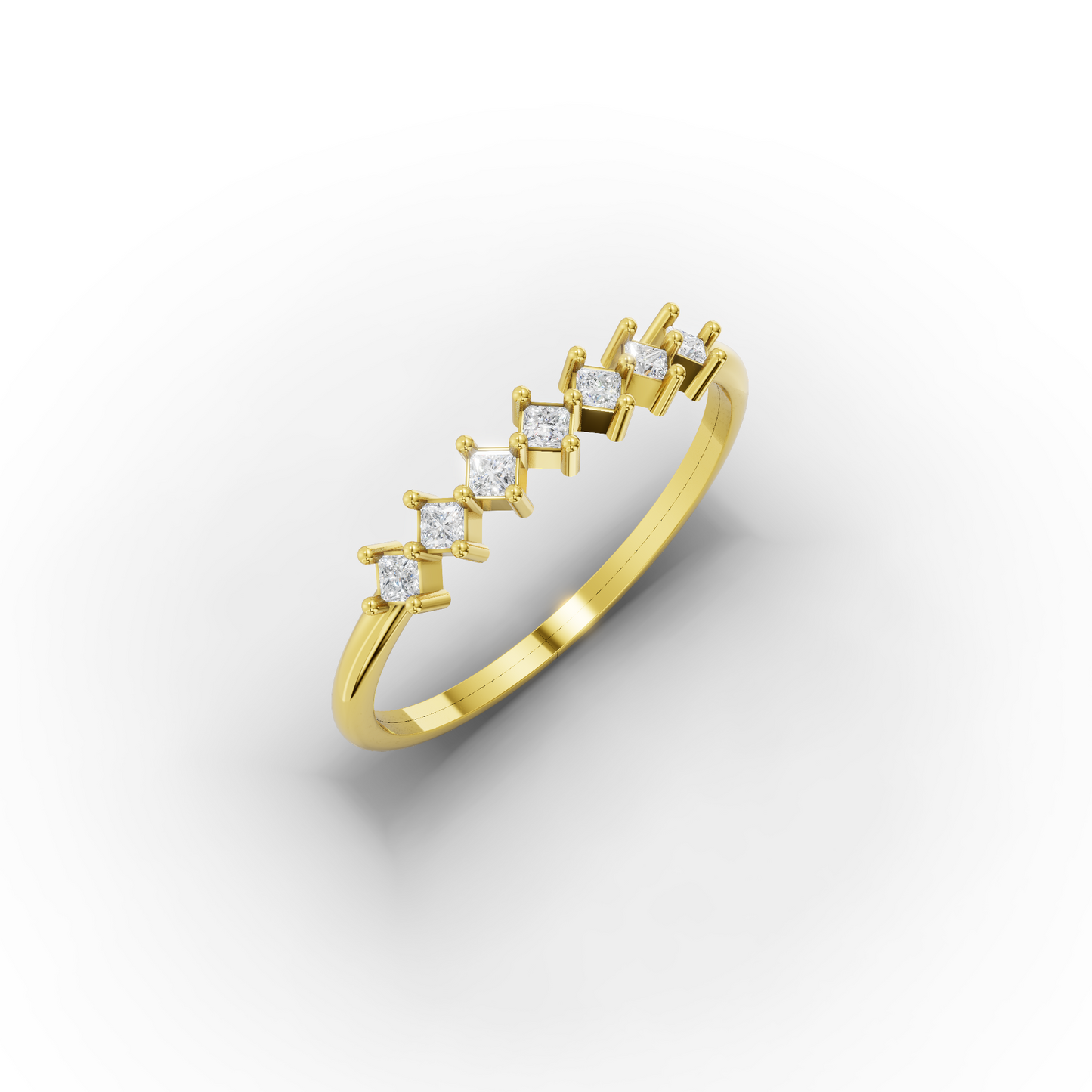 14K Zircon Half Eternity Ring