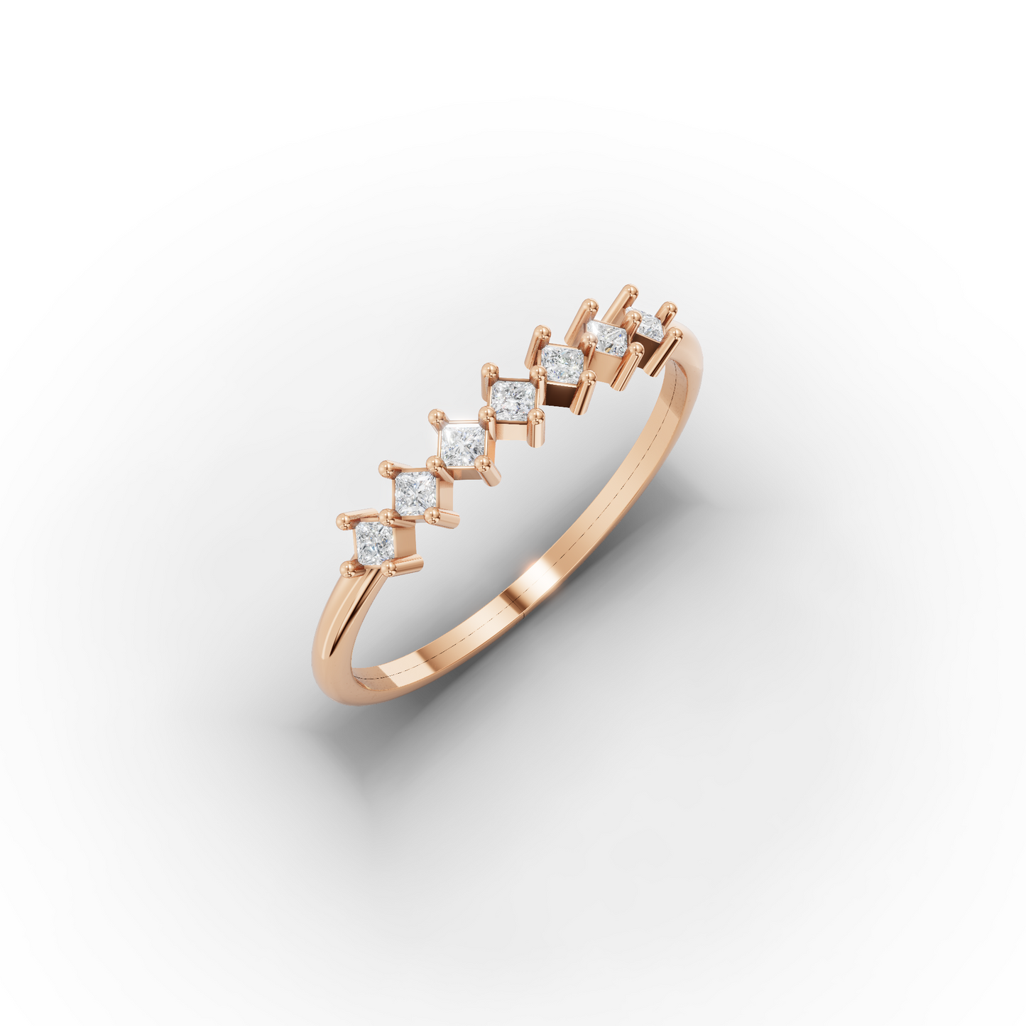 14K Zircon Half Eternity Ring