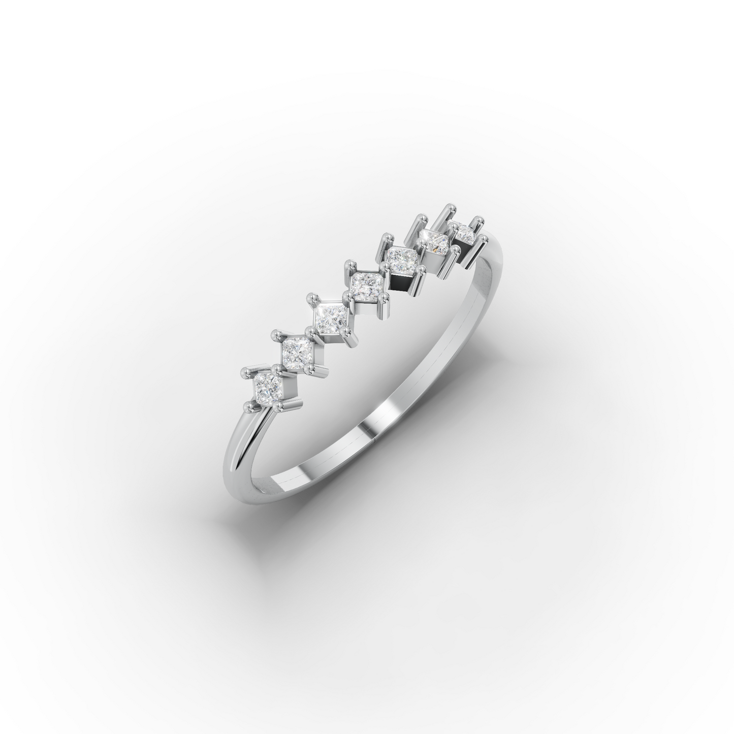 14K Zircon Half Eternity Ring