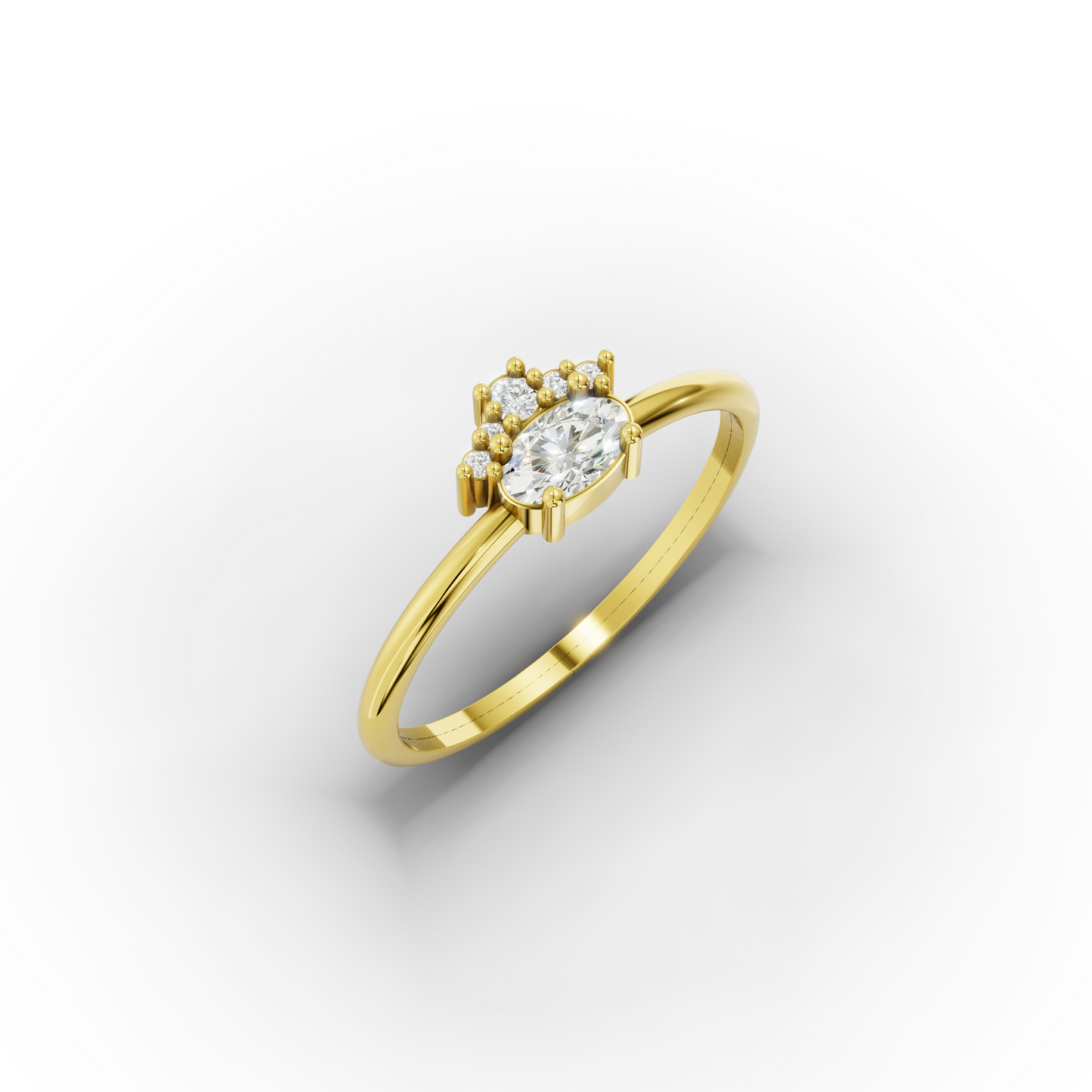 14K Oval Zircon Cluster Ring
