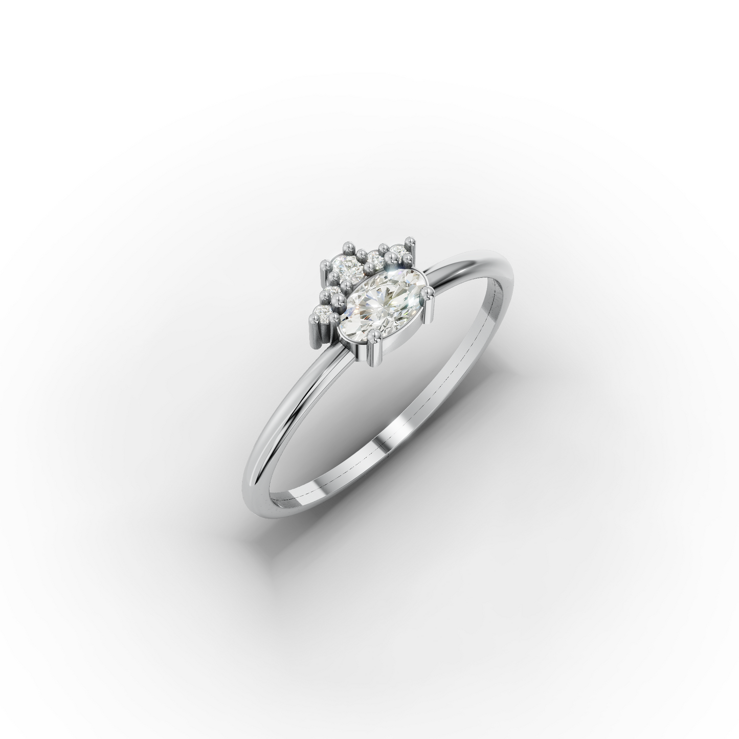 14K Oval Zircon Cluster Ring