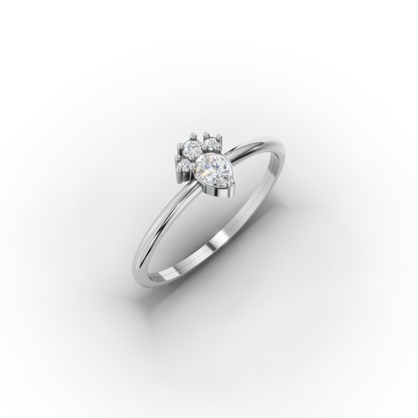14K Pear Cut Solid Gold Engagement Ring