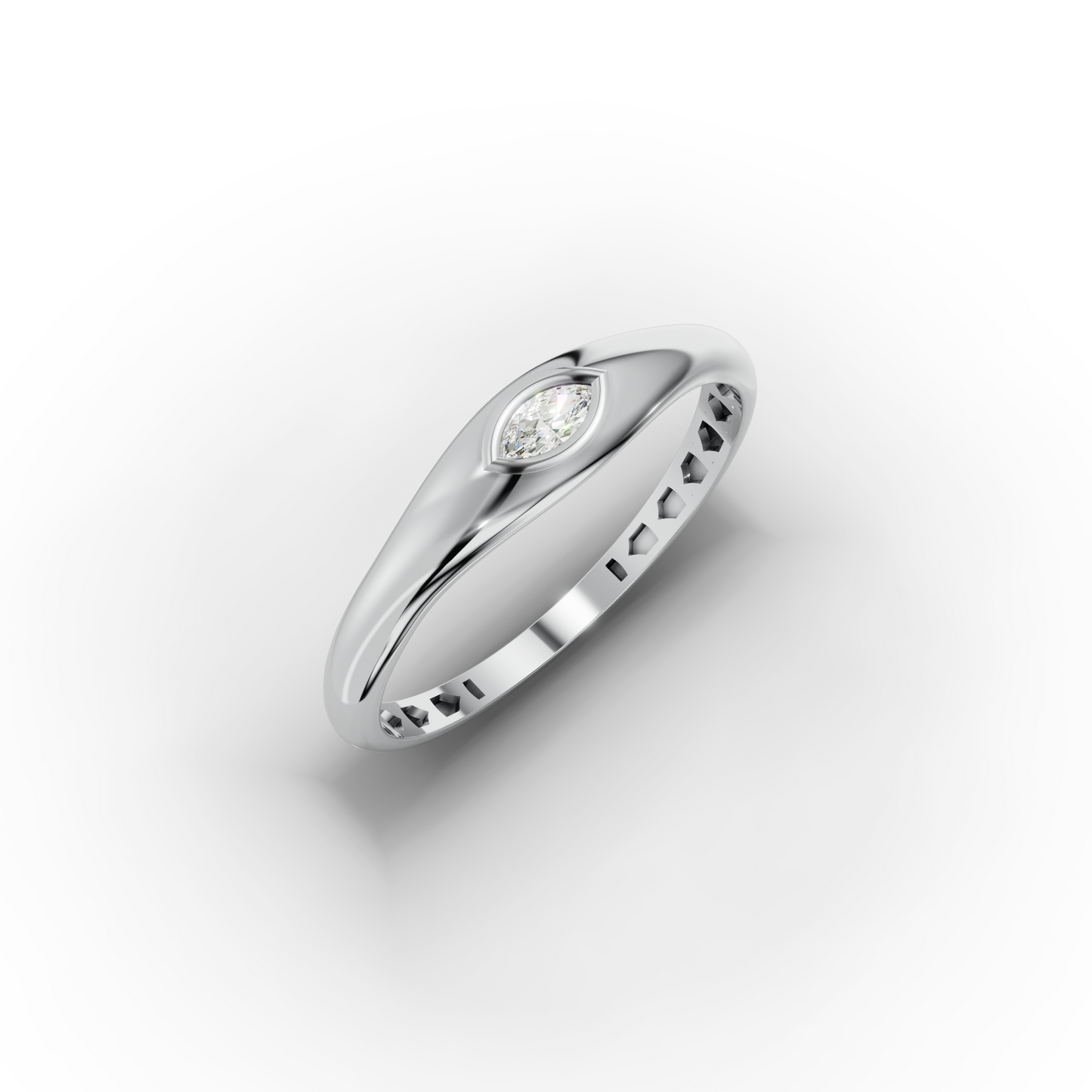 Marquise Zircon Signet Ring