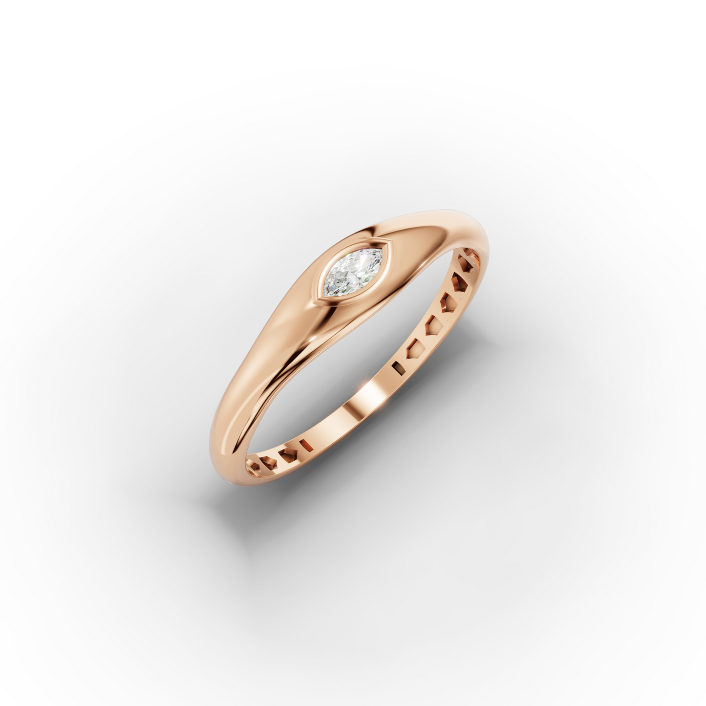 Marquise Zircon Signet Ring
