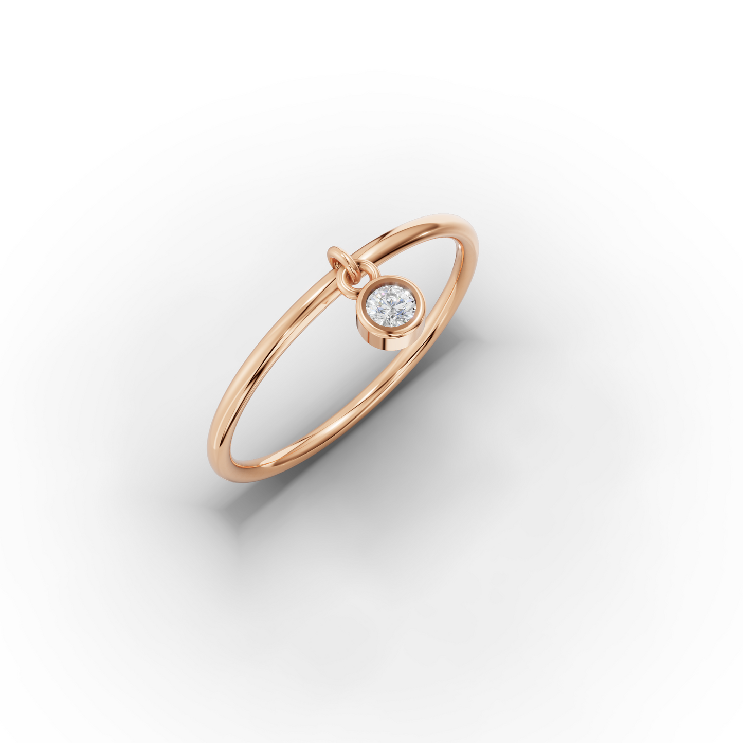 Minimalist 14K Gold Ring with Dangling Zircon
