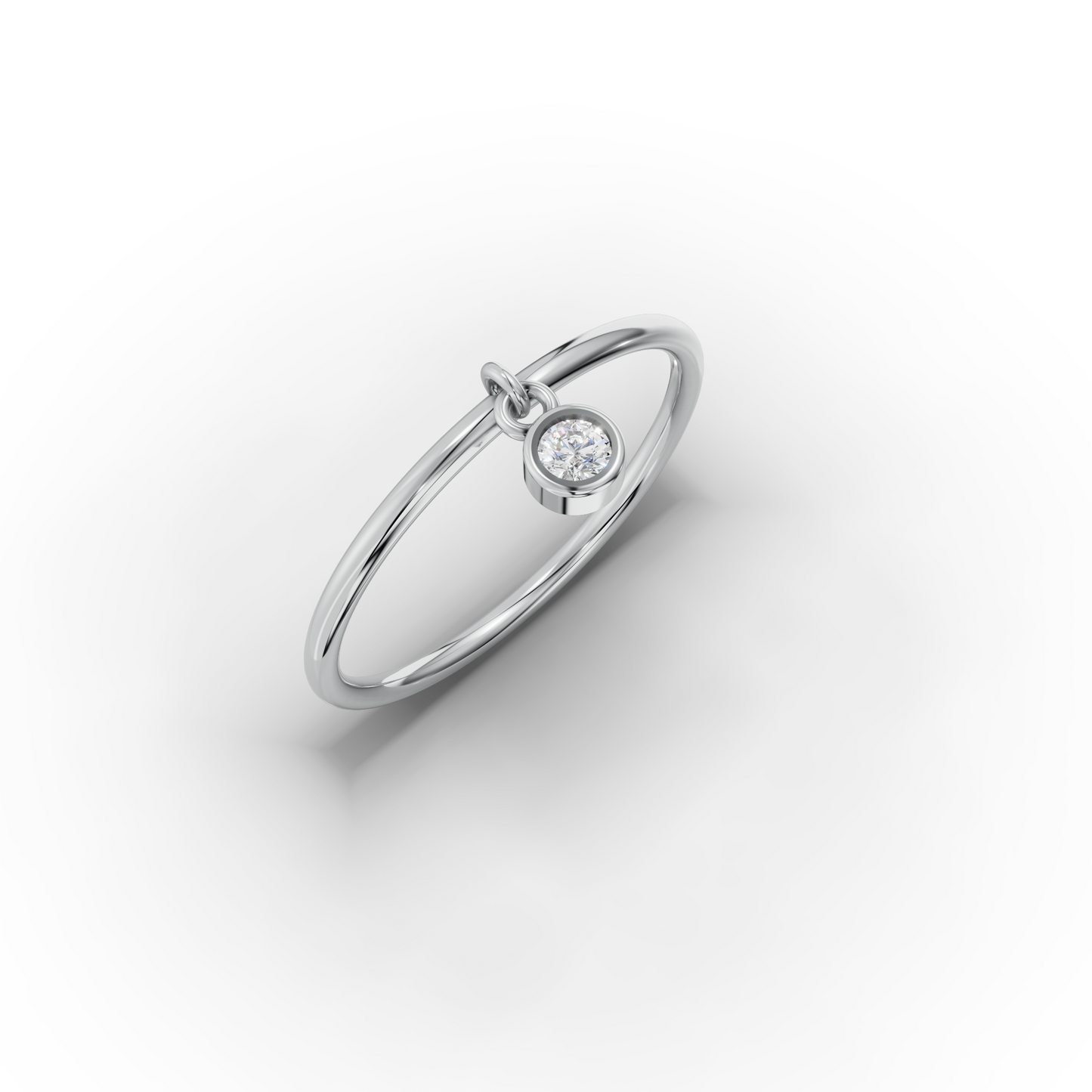 Minimalist 14K Gold Ring with Dangling Zircon