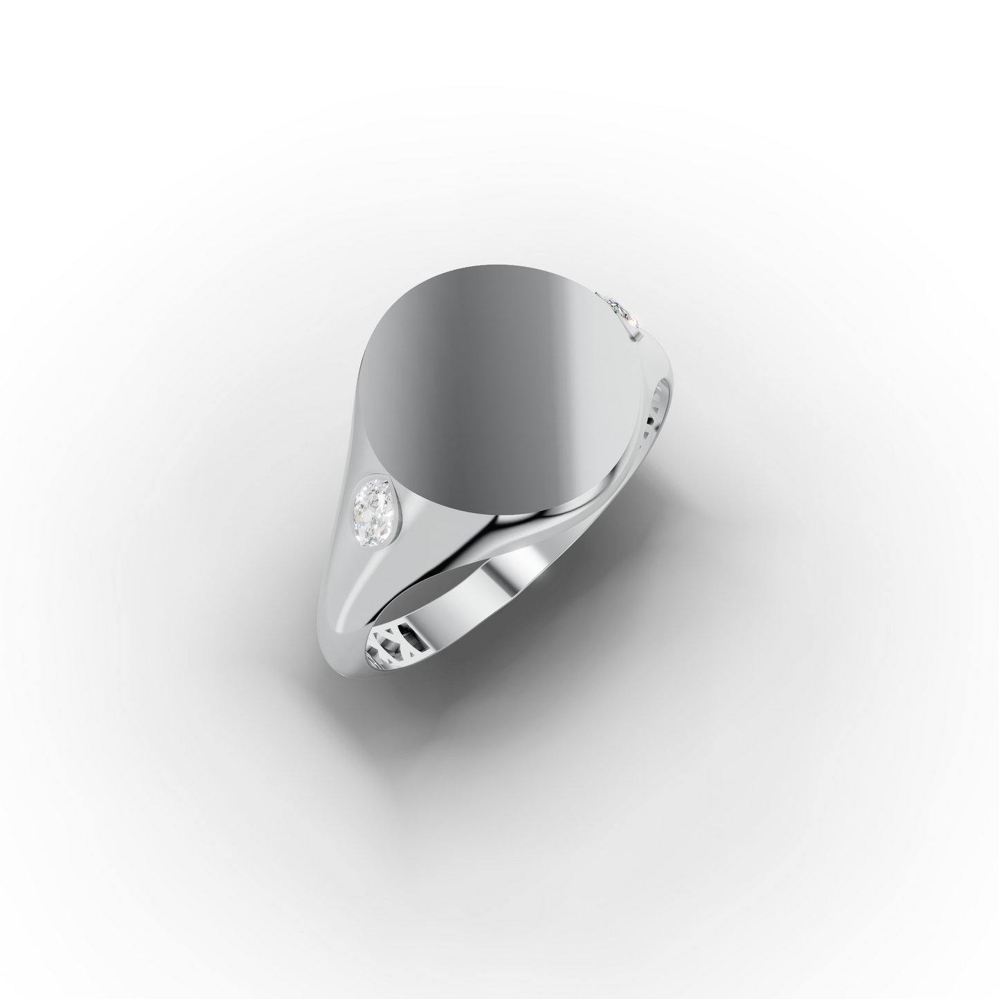 14K Gold Signet Ring with Marquise Zircon Stones