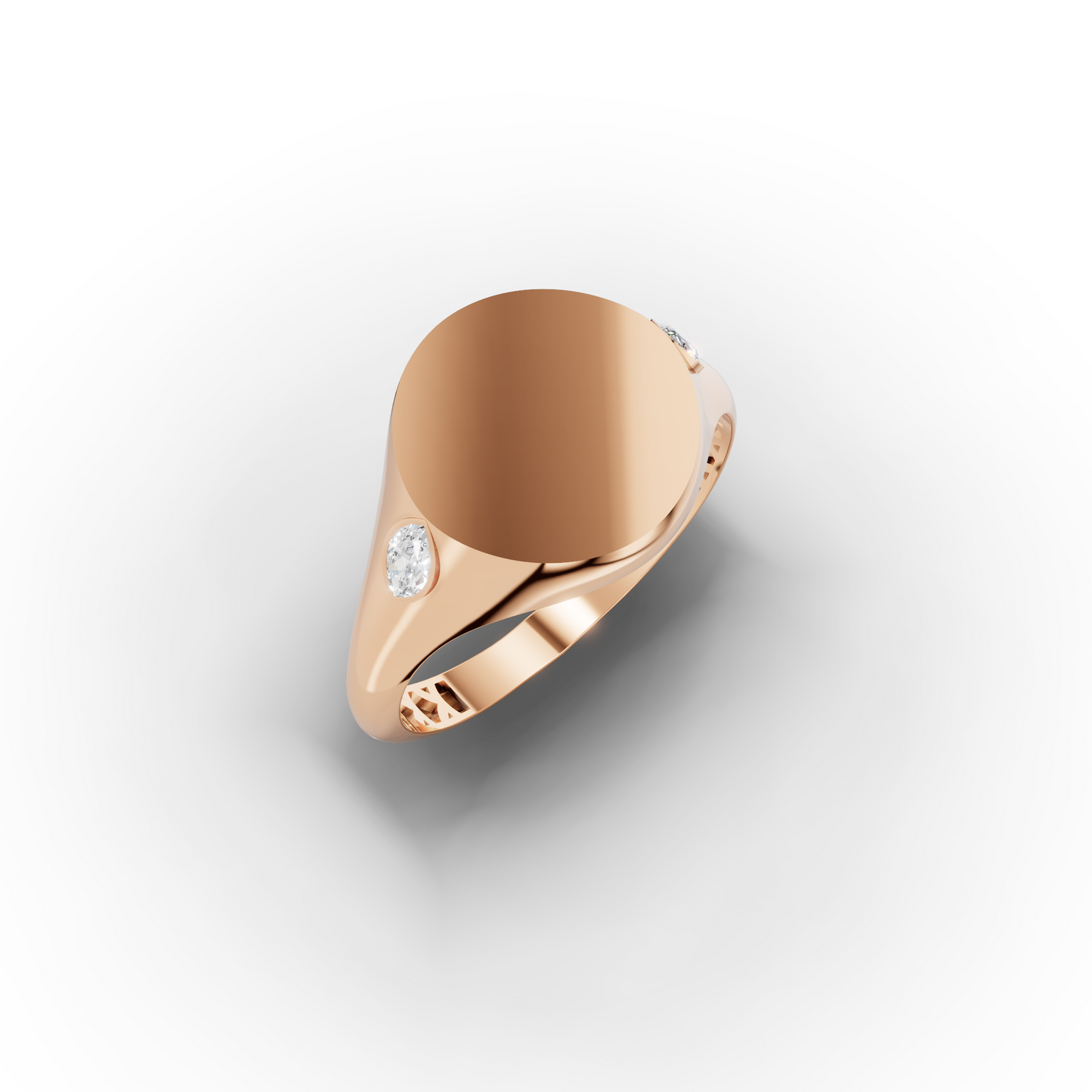 14K Gold Signet Ring with Marquise Zircon Stones