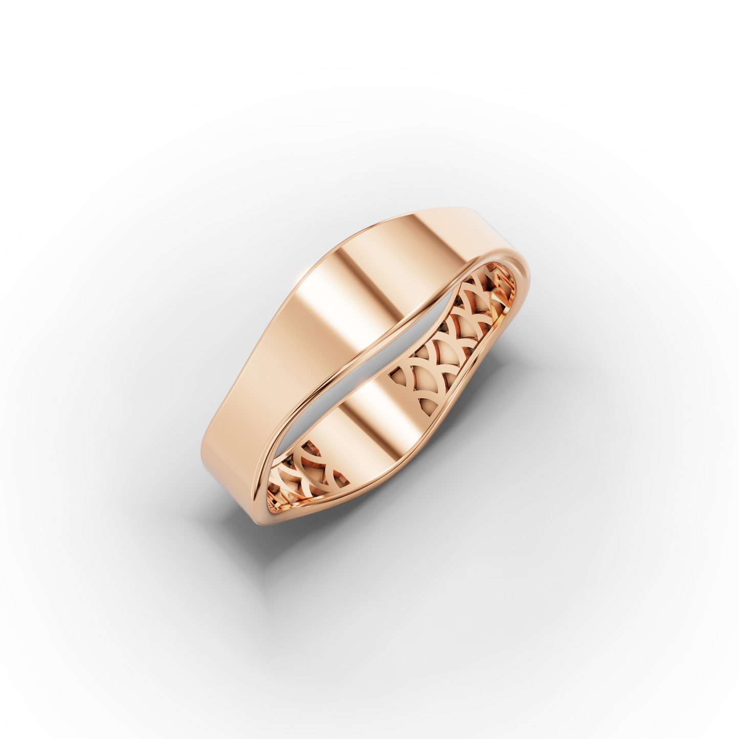 14K Wavy Solid Gold Band Ring