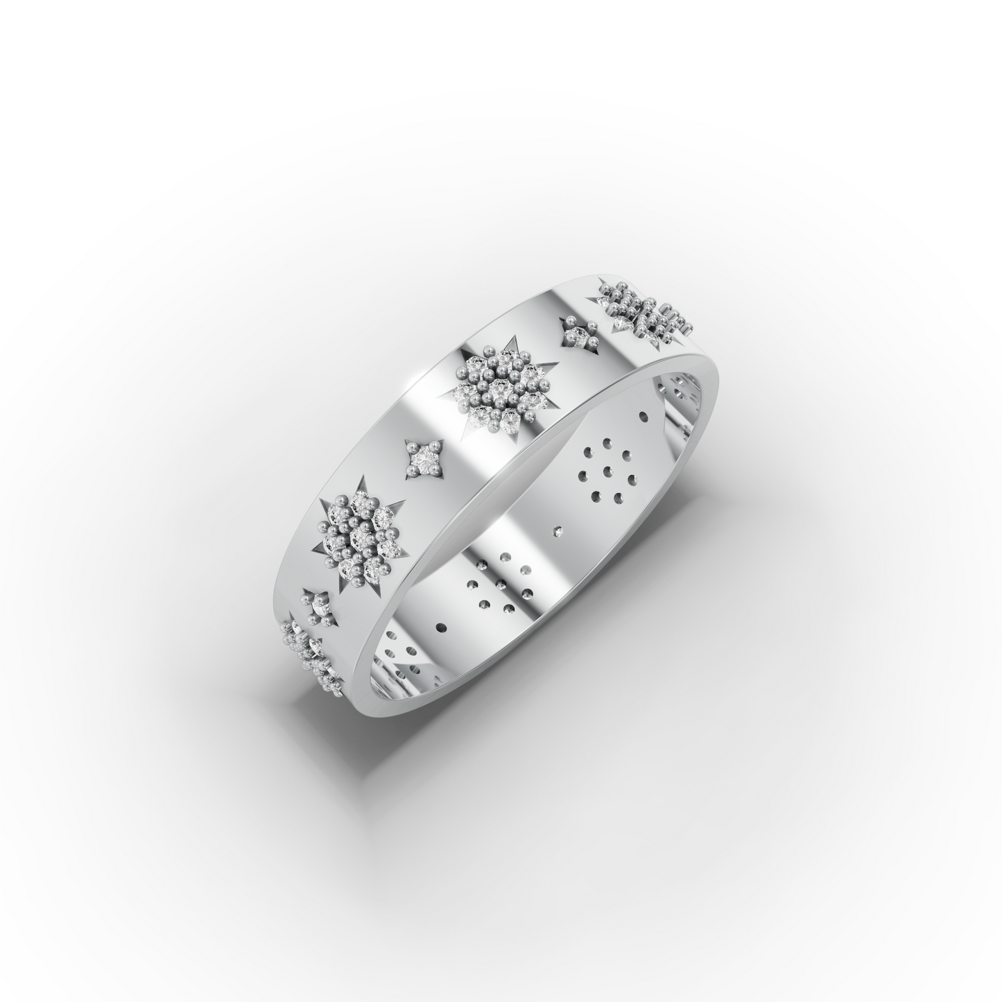 14K Snowflake Star Band Ring