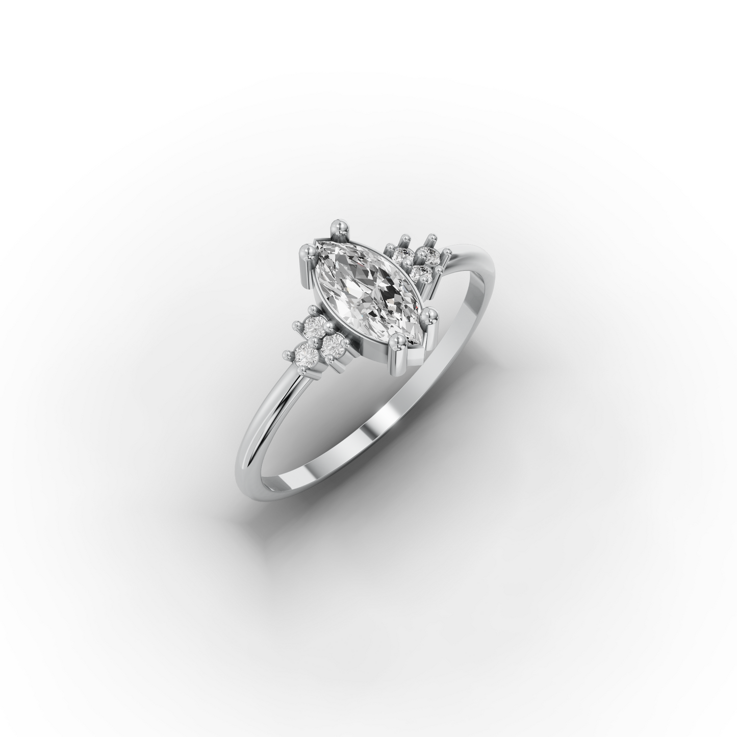 14K Solid Gold Marquise Ring