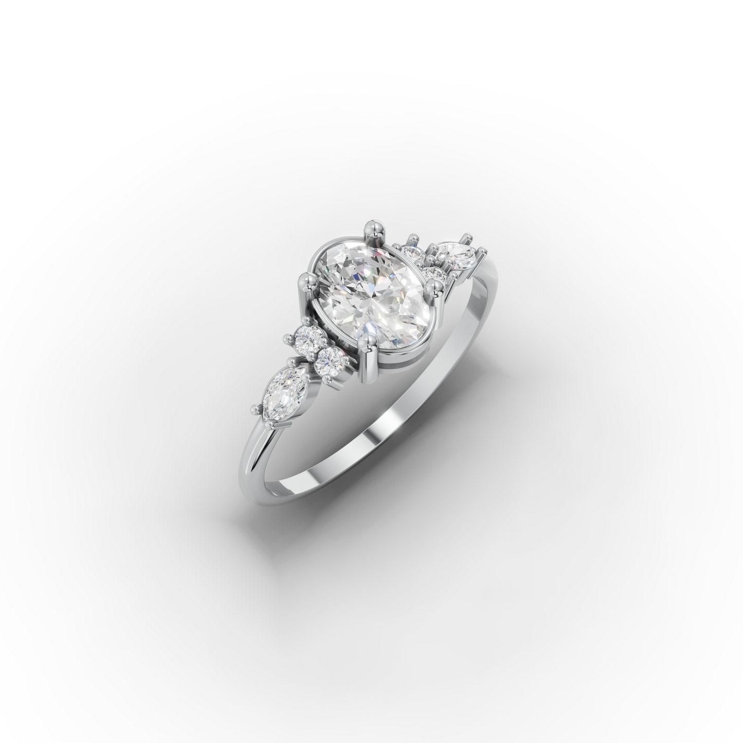 14K Oval Cut Zircon Engagement Ring