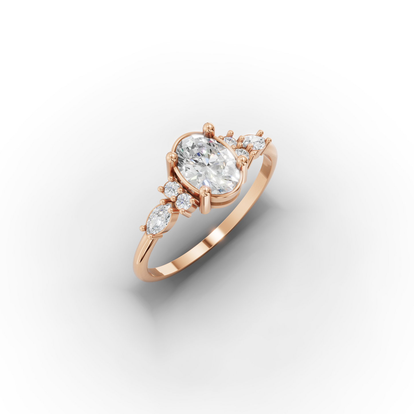 14K Oval Cut Zircon Engagement Ring