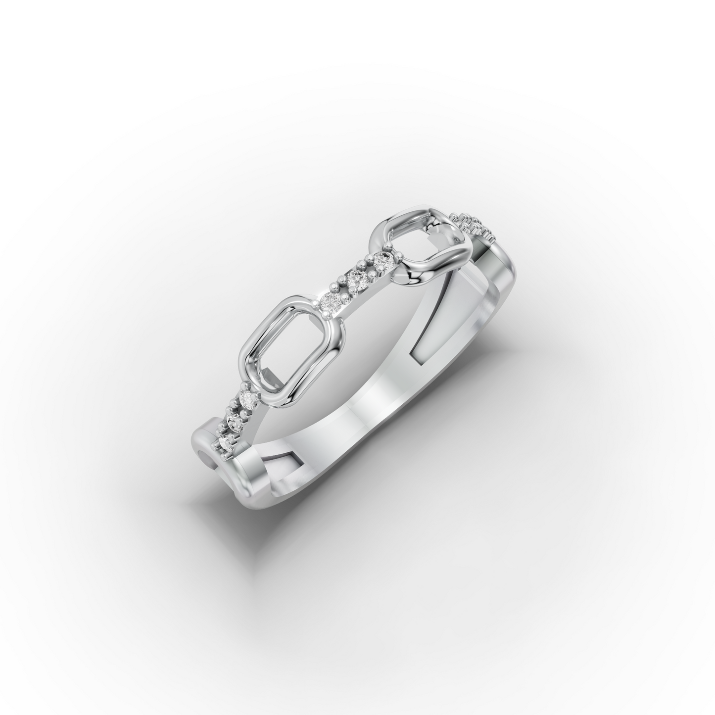 14K Chain Link Zircon Gold Ring