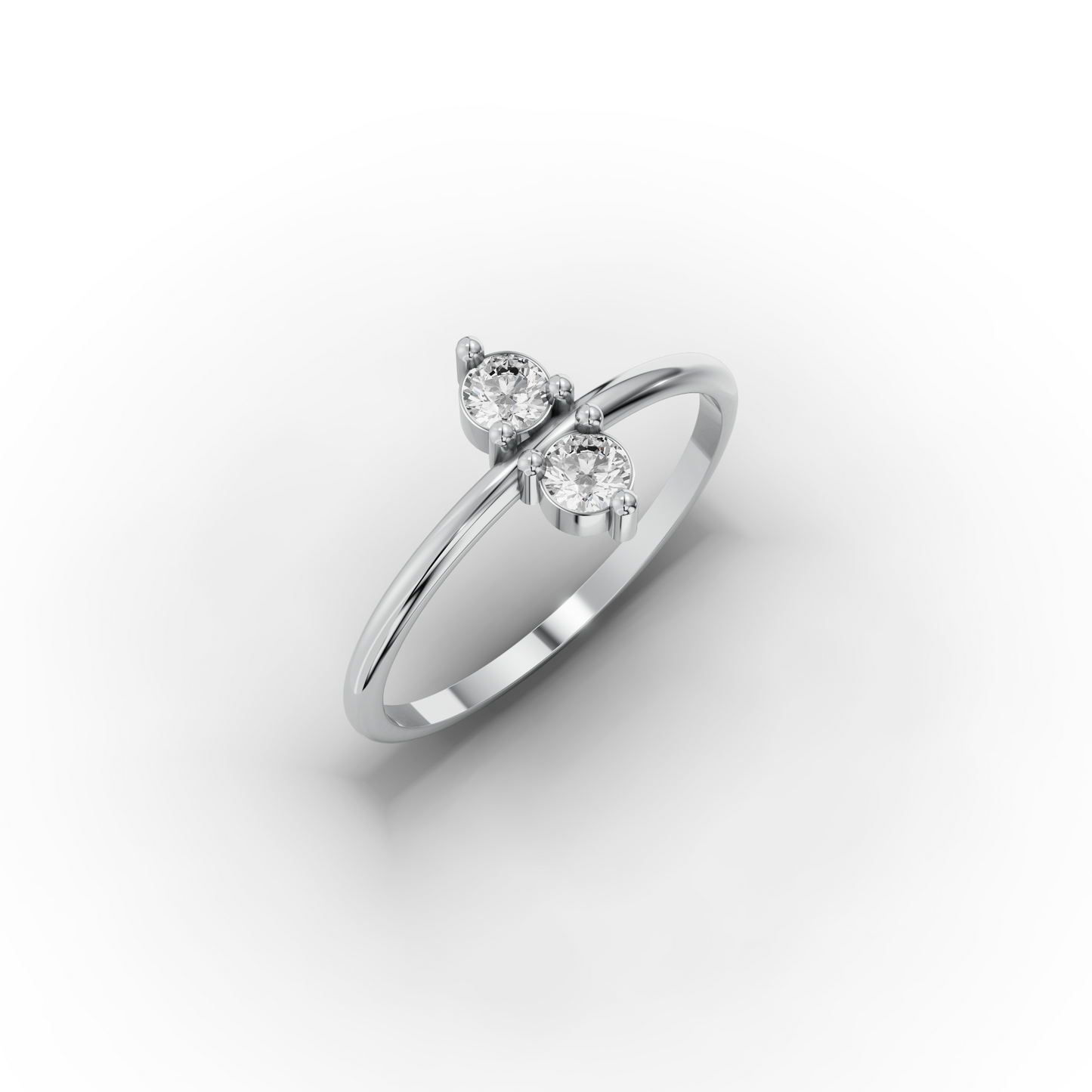 14K Minimalist Double Zircon Stone Gold Ring