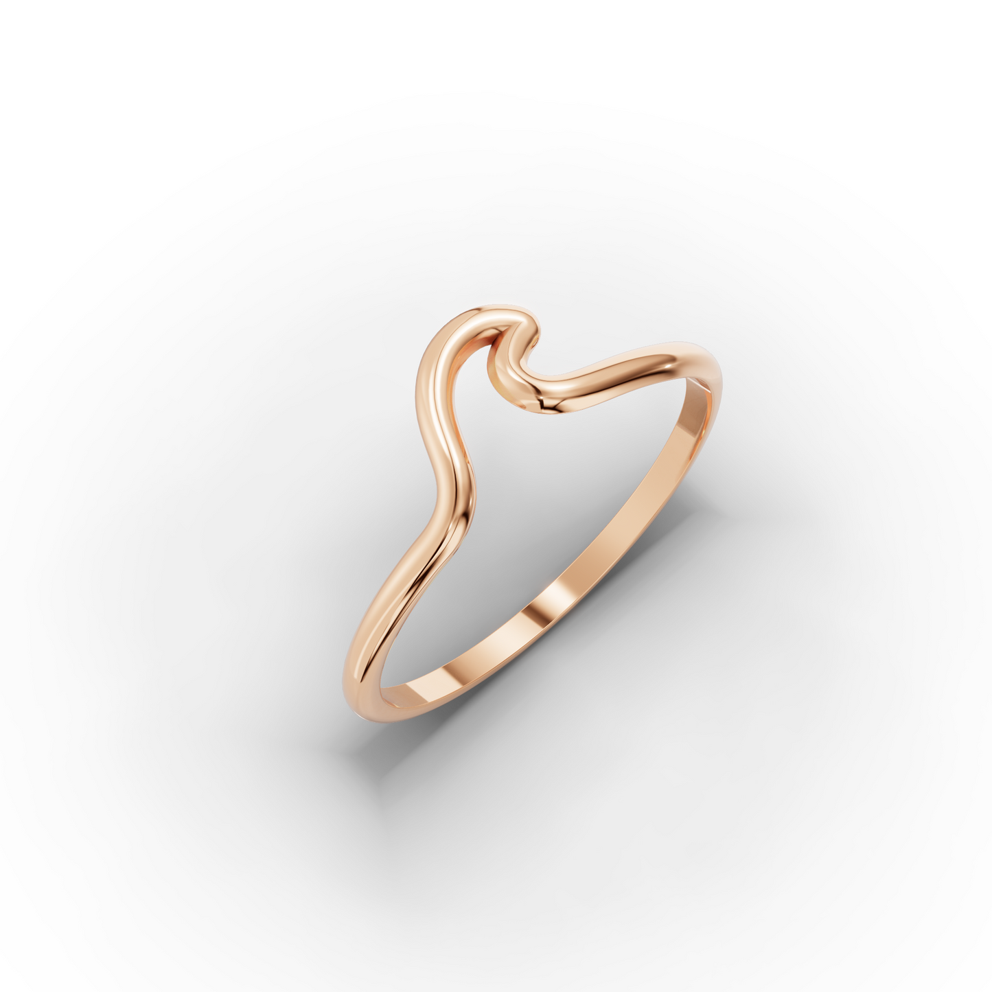 14K Wave Ring in Solid Gold – Ultra-Slim Surf Band