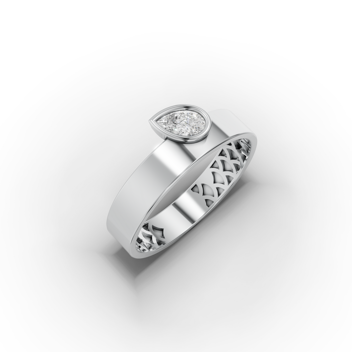 Pear Bezel CZ Ring in 14K Gold – 3.6 mm Flat Band