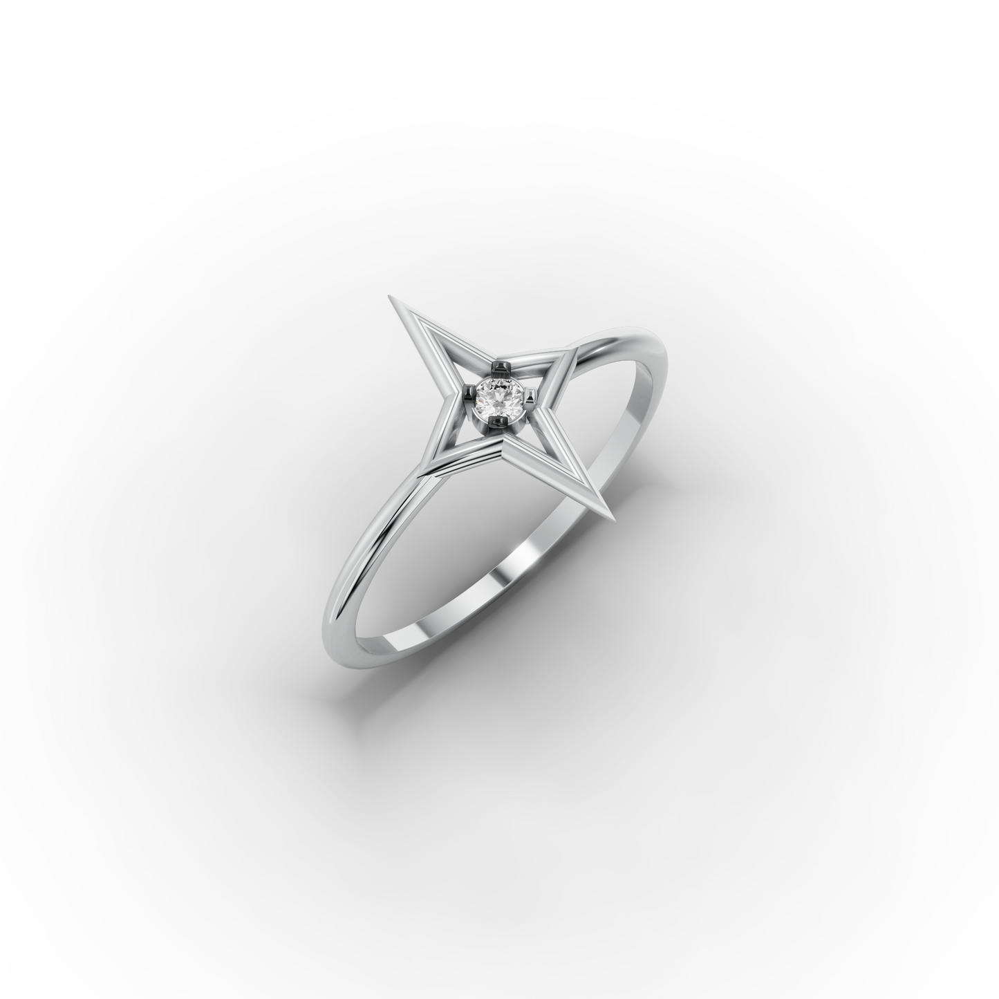 North Star Ring in 14K Gold – Dainty CZ Celestial Band