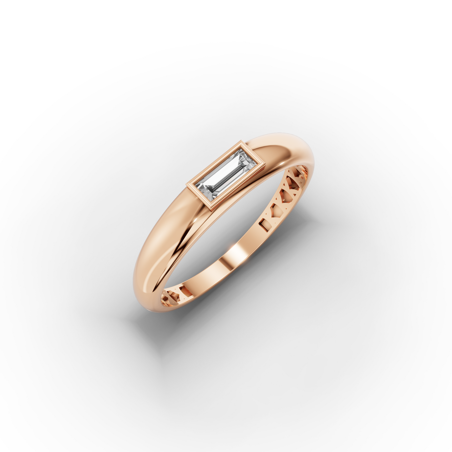 Baguette Solitaire CZ Ring in 14K Gold – Dainty Art-Deco Sparkle