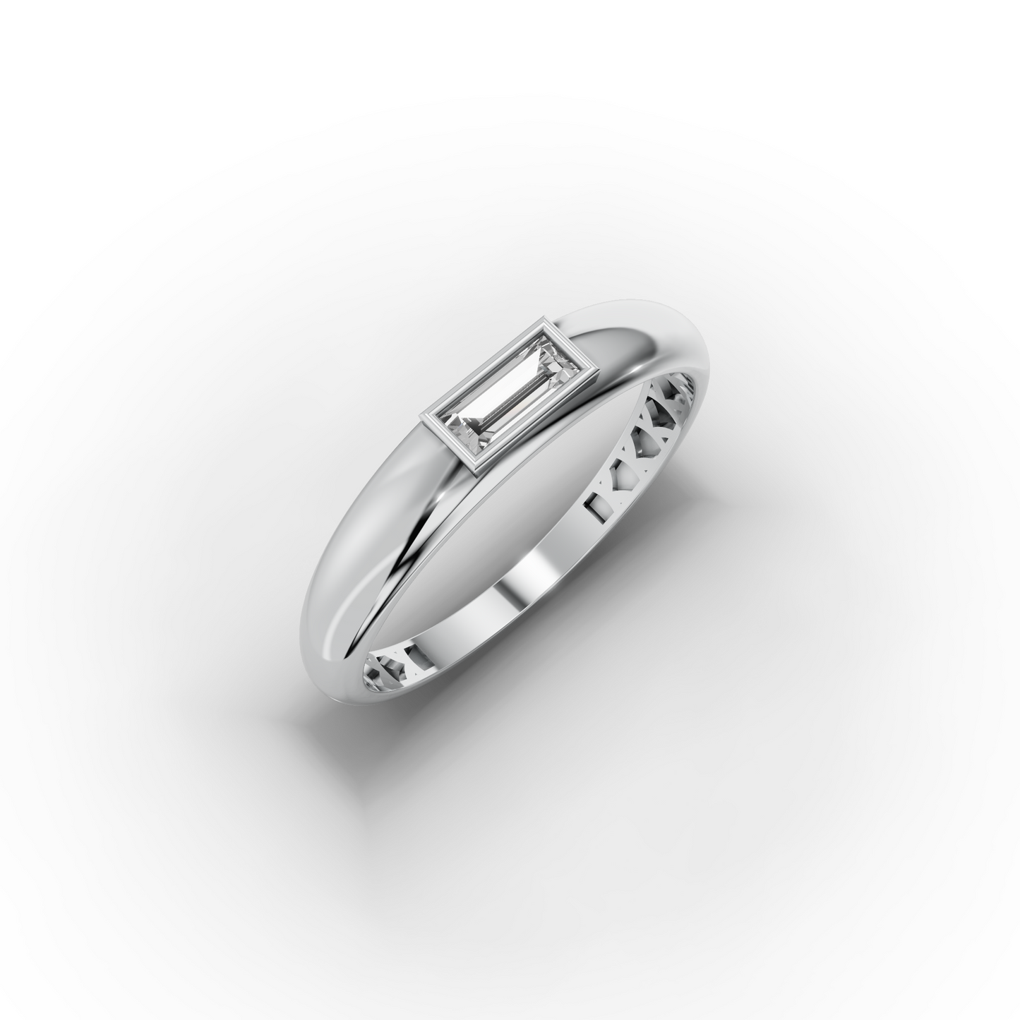 Baguette Solitaire CZ Ring in 14K Gold – Dainty Art-Deco Sparkle