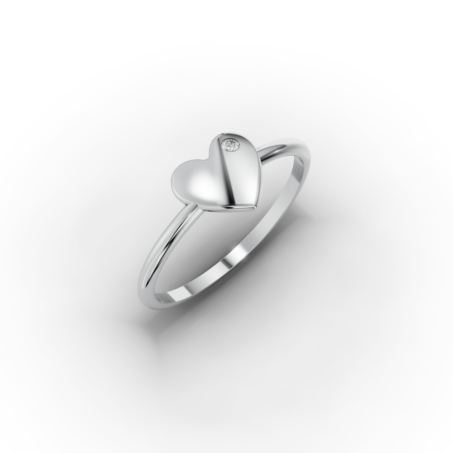 14K Gold Heart Ring With Tiny CZ – Ultra-Slim 1.2 mm Band