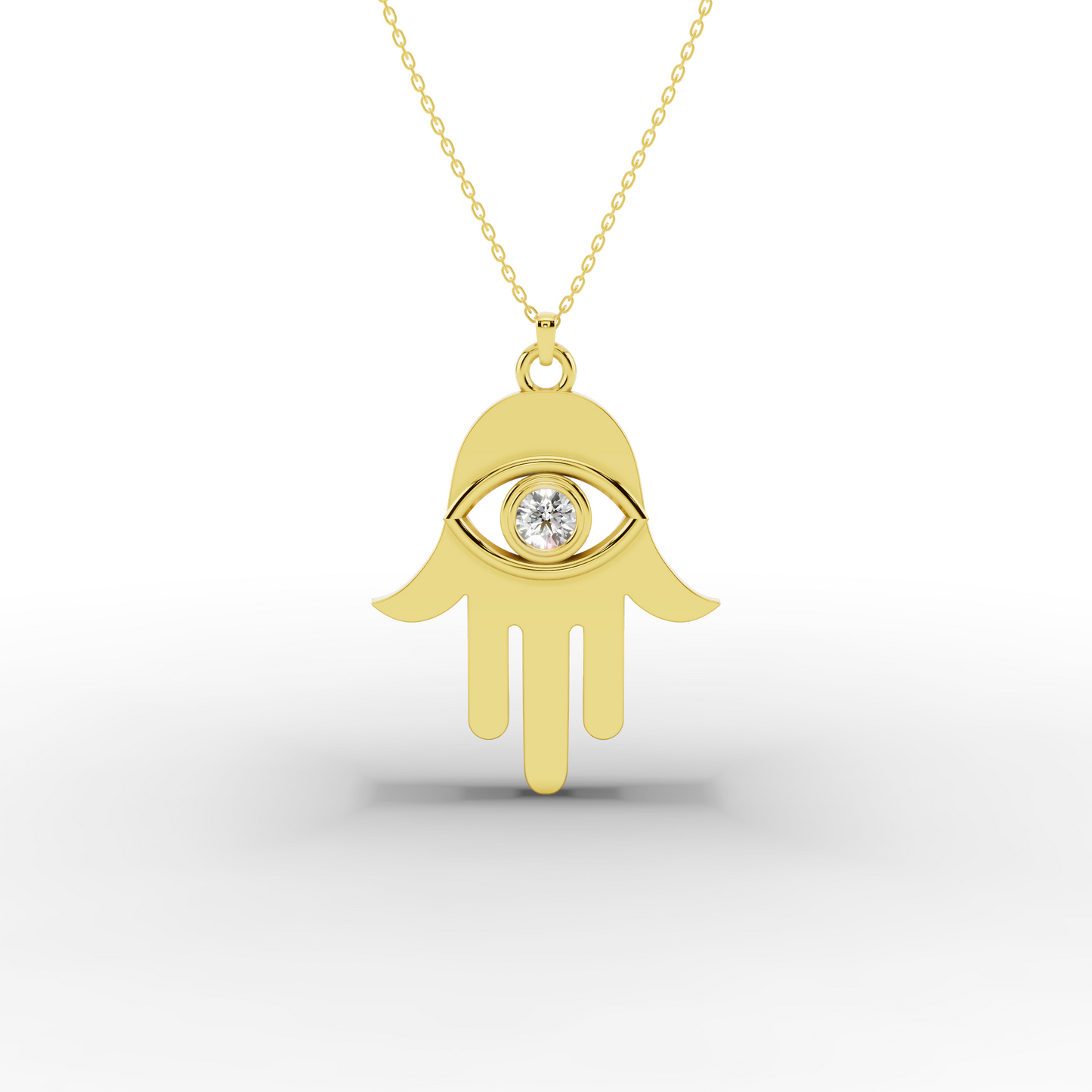 14K Gold Hamsa Necklace – Dainty CZ Pendant