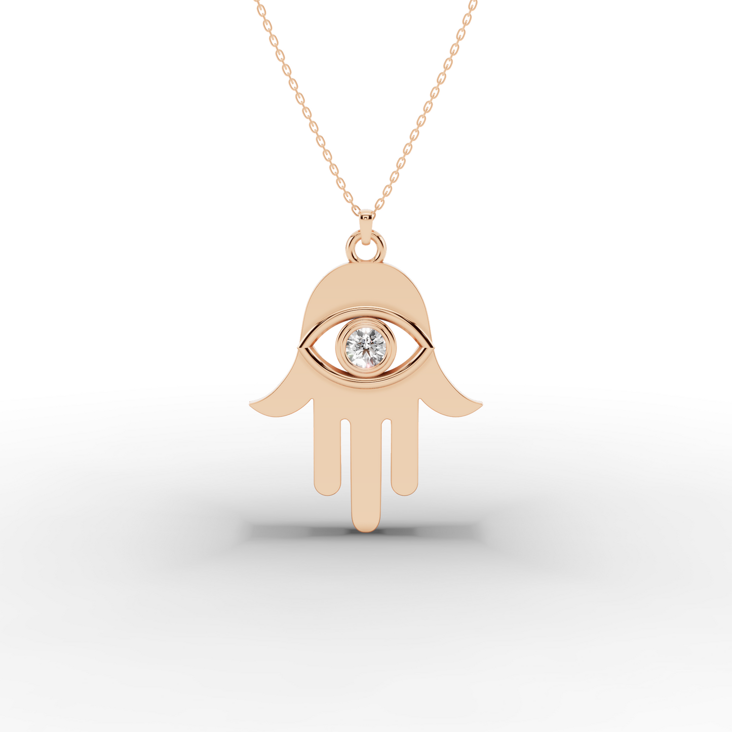 14K Gold Hamsa Necklace – Dainty CZ Pendant
