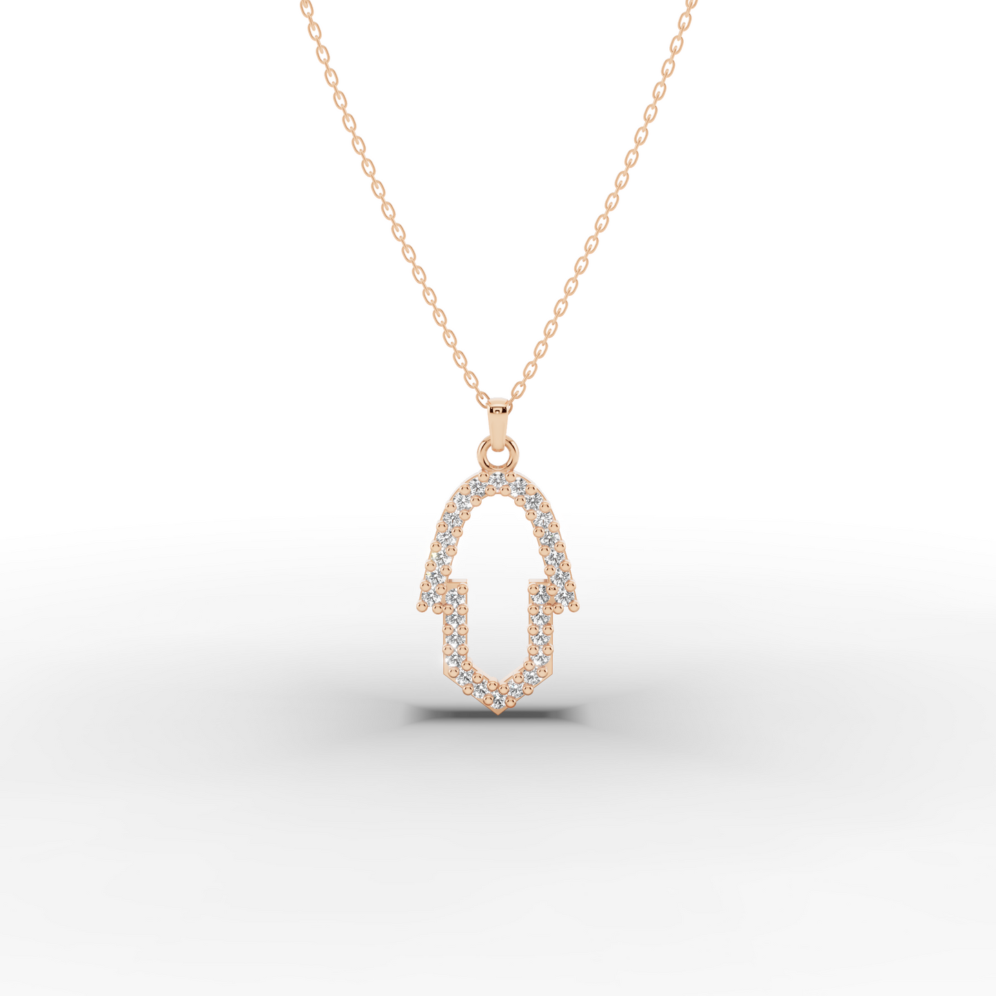 14K Gold Hamsa Necklace – Dainty CZ Outline Protection Pendant