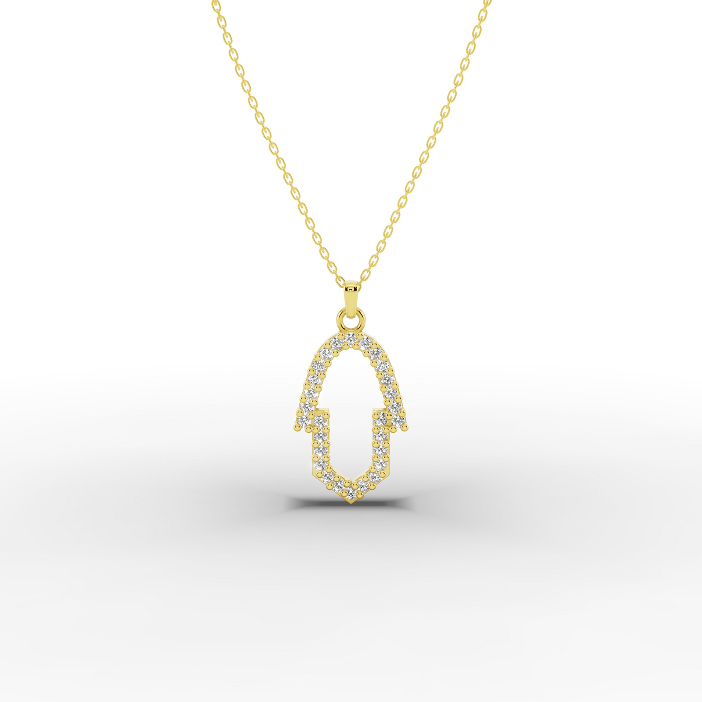 14K Gold Hamsa Necklace – Dainty CZ Outline Protection Pendant
