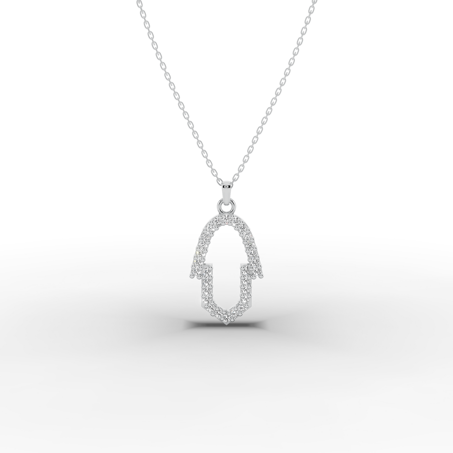 14K Gold Hamsa Necklace – Dainty CZ Outline Protection Pendant