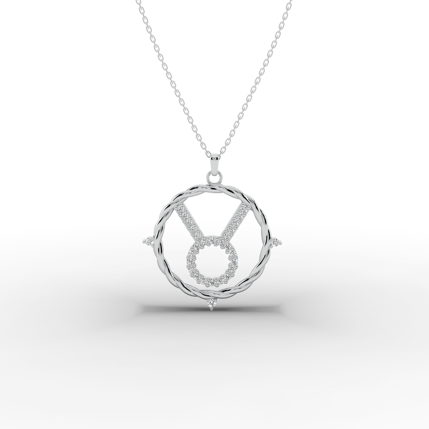 14k Gold Taurus Necklace – CZ Zodiac Pendant, Adjustable Chain