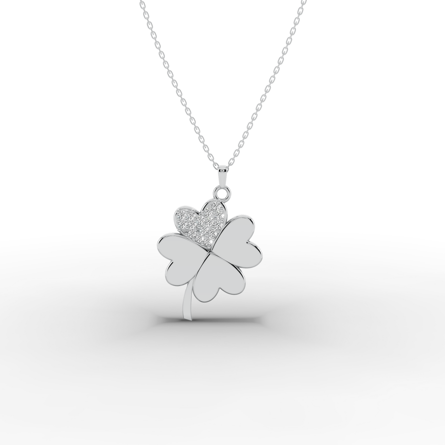 14K Gold Clover Necklace – Lucky CZ Pendant, Adjustable Chain