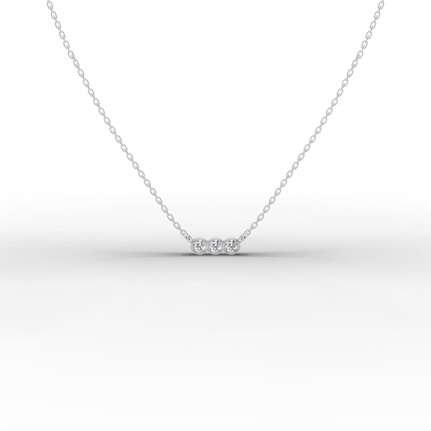 14k Gold Bar Necklace – Dainty 3-Stone CZ Sparkle